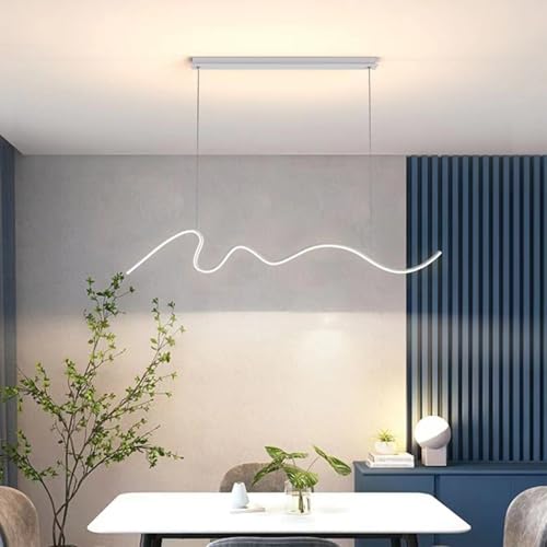 Moderne Hängeleuchte LED pendelleuchte esstisch dimmbare mit Fernbedienung Hängelampe Linear design höhenverstellbar küchenlampe hängend für esszimmer Küche büro Esstischlampe (Weiß, L150cm) von Bellastein
