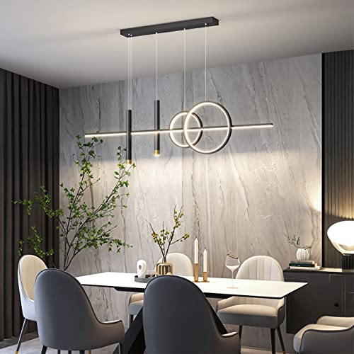 Moderne LED Pendelleuchte Esstisch Hängelampe Dimmbar Mit Fernbedienung Esszimmer Hängeleuchte Esszimmer Pendellampe Höhenverstellbar Kronleuchter für Wohnzimmer Büro Hängeleuchte (Schwarz, 100cm) Moderne LED Pendelleuchte Esstisch Hängelampe Dimmbar Mit Fernbedienung Esszimmer Hängeleuchte Esszimmer Pendellampe Höhenverstellbar Kronleuchter für Wohnzimmer Büro Hängeleuchte (Schwarz, 100cm) von Bellastein