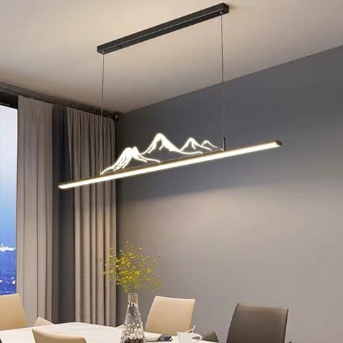 Moderne LED Pendelleuchte esstisch Dimmbar Kreative Mode Hängeleuchte Esszimmerlampe Linear Design Pendellampe Büro Kronleuchter mit Fernbedienung Hängelampe Küchen Esstischlampe (Schwarz, L100cm) von Bellastein