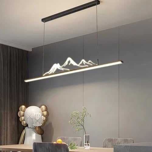 Moderne LED Pendelleuchte esstisch Dimmbar Kreative Mode Hängeleuchte Esszimmerlampe Linear Design Pendellampe Büro Kronleuchter mit Fernbedienung Hängelampe Küchen Esstischlampe (Schwarz, L120cm) von Bellastein