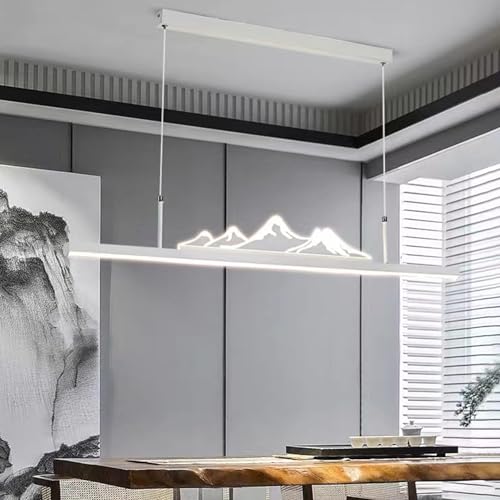 Moderne LED Pendelleuchte esstisch Dimmbar Kreative Mode Hängeleuchte Esszimmerlampe Linear Design Pendellampe Büro Kronleuchter mit Fernbedienung Hängelampe Küchen Esstischlampe (weiß, L120cm) von Bellastein