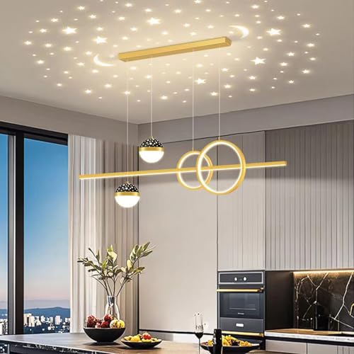 Moderne LED Pendelleuchte esszimmer dimmbar hängelampe esstisch schwarz, Moderne Linear design Hängeleuchte mit Fernbedienung, Esstischlampe hängend Höhenverstellbar für Küche büro (Gold, 80 cm) Moderne LED Pendelleuchte esszimmer dimmbar hängelampe esstisch schwarz, Moderne Linear design Hängeleuchte mit Fernbedienung, Esstischlampe hängend Höhenverstellbar für Küche büro (Gold, 80 cm) von Bellastein