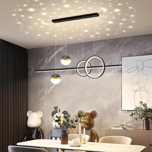 Moderne LED Pendelleuchte esszimmer dimmbar hängelampe esstisch schwarz, Moderne Linear design Hängeleuchte mit Fernbedienung, Esstischlampe hängend Höhenverstellbar für Küche büro (Schwarz, 120 cm) Moderne LED Pendelleuchte esszimmer dimmbar hängelampe esstisch schwarz, Moderne Linear design Hängeleuchte mit Fernbedienung, Esstischlampe hängend Höhenverstellbar für Küche büro (Schwarz, 120 cm) von Bellastein