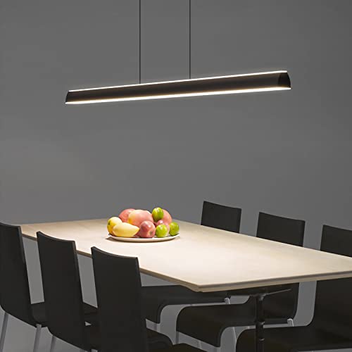 Moderne LED pendelleuchte esszimmer dimmbar hängelampe esstisch Linear design hängeleuchte mit Fernbedienung Kreative Design Esstischlampe, Moderne Hänge lampe für Wohnzimmer Küche (Schwarz, L120cm) von Bellastein