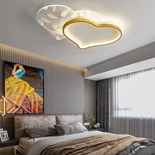Nordische Kreative Decke Lampe Persönlichkeit Romantische Feder Liebe Herz Shape Restaurant Deckenleuchte Deckenlicht Für Kinderzimmer Hängeleuchte Prinzessin Schlafz Zimmer Deckenleuchte (Gold) von Bellastein