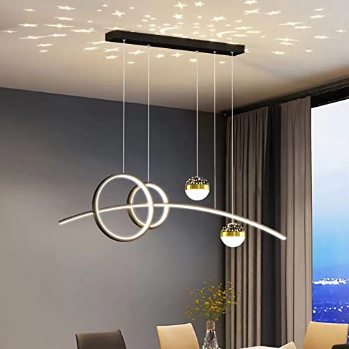 Pendelleuchte Esstisch, LED Hängeleuchte esstisch Pendelleuchte dimmbar mit Fernbedienung pendellampe höhenverstellbar Kronleuchter Lampe für Wohnzimmer Esszimmer Küche Büro (Schwarz, L100cm) von Bellastein