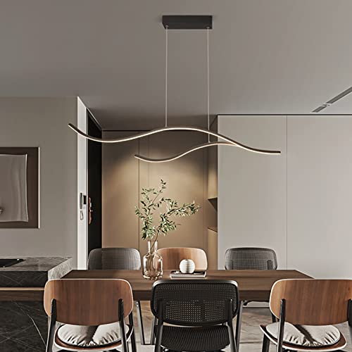 Pendelleuchte Esstisch Esstischlampe LED Modern Hängelampe, Dimmbare mit Fernbedienung Wellenförmig Design Wohnzimmerlampe Hängeleuchte Höhenverstellbar für Küche Büro Arbeitszimmer (schwarz, L100cm) von Bellastein