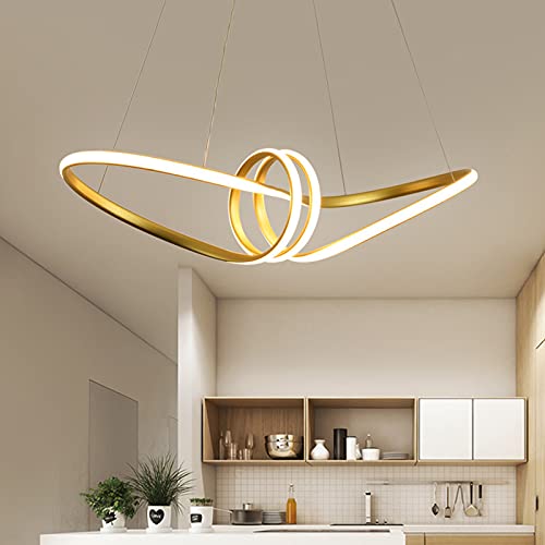 Pendelleuchte Esstisch Lampe Dimmbar Höhenverstellbar LED Esszimmer Hängelampe mit Fernbedienung Modern Spiral Design Küchenlampe Decke Hängeleuchte für Couchtisch Bar Dekor Kronleuchter (Gold) von Bellastein