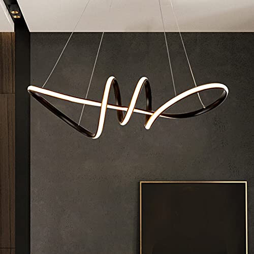 Pendelleuchte Esstisch Lampe Dimmbar Höhenverstellbar LED Esszimmer Hängelampe mit Fernbedienung Modern Spiral Design Küchenlampe Decke Hängeleuchte für Couchtisch Bar Dekor Kronleuchter (Schwarz) von Bellastein