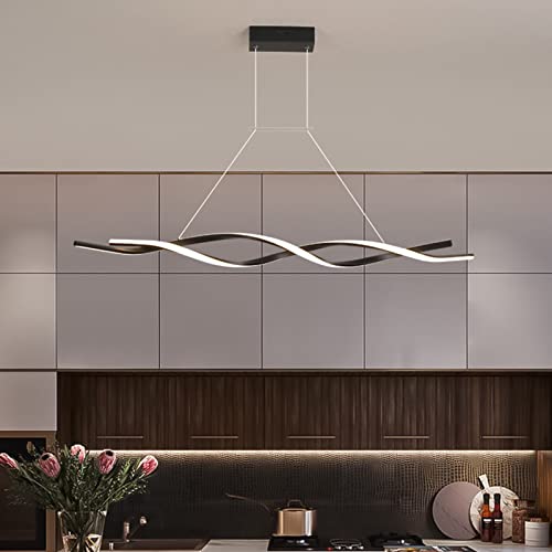Pendelleuchte esstisch LED Dimmbar Wohnzimmer Hängelampe Modern Hängeleuchte mit Fernbedienung im Wellenförmig Design höhenverstellbar Innen Beleuchtung für Küche Büro Kronleuchter (Schwarz, 100cm) Pendelleuchte esstisch LED Dimmbar Wohnzimmer Hängelampe Modern Hängeleuchte mit Fernbedienung im Wellenförmig Design höhenverstellbar Innen Beleuchtung für Küche Büro Kronleuchter (Schwarz, 100cm) von Bellastein