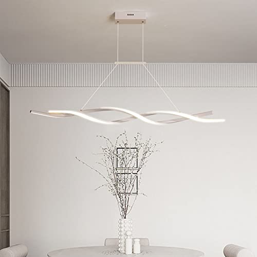 Pendelleuchte esstisch LED Dimmbar Wohnzimmer Hängelampe Modern Hängeleuchte mit Fernbedienung im Wellenförmig Design höhenverstellbar Innen Beleuchtung für Küche Büro Kronleuchter (Weiß, 80cm) von Bellastein