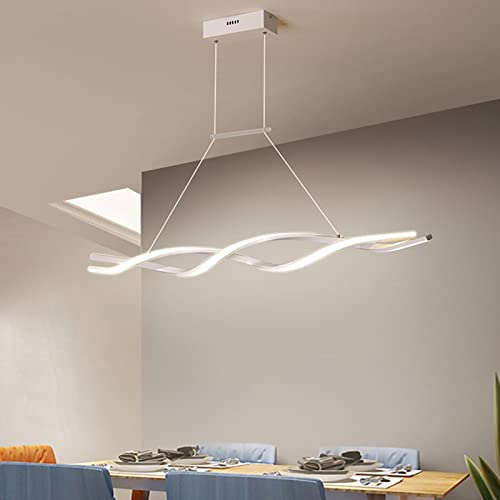 Pendelleuchte esstisch LED Dimmbar Wohnzimmer Hängelampe Modern Hängeleuchte mit Fernbedienung im Wellenförmig Design höhenverstellbar Innen Beleuchtung für Küche Büro Kronleuchter (Weiß, 120cm) von Bellastein