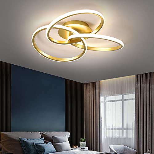 Schlafzimmerlampe LED Deckenleuchte mit Fernbedienung Dimmbar, LED Deckenlampe Wohnzimmer Decke Lampe Moderne Acryl Pendelleuchte for Arbeitszimmer Küche Leuchte Designer-Lampe (42cm-24W, Gold) von Bellastein