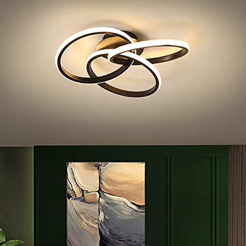 Schlafzimmerlampe LED Deckenleuchte mit Fernbedienung Dimmbar, LED Deckenlampe Wohnzimmer Decke Lampe Moderne Acryl Pendelleuchte for Arbeitszimmer Küche Leuchte Designer-Lampe (Schwarz, 42cm/24W) von Bellastein