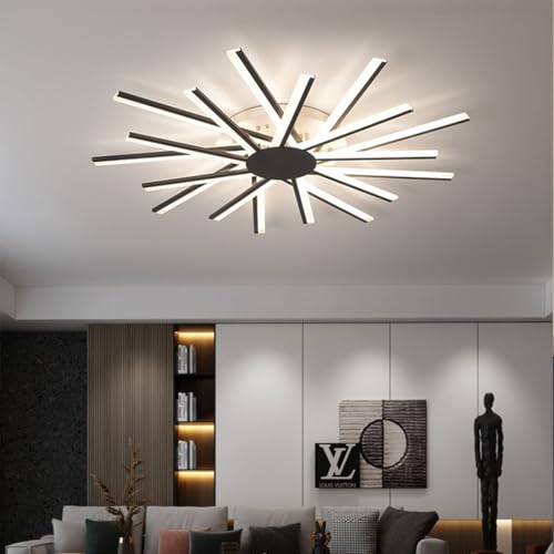 Wohnzimmer deckenleuchte, LED deckenlampe ，moderne led lampen decke， led Dimmbares Licht， led warmweiss (Schwarzer, 18-Köpfe 120cm) von Bellastein