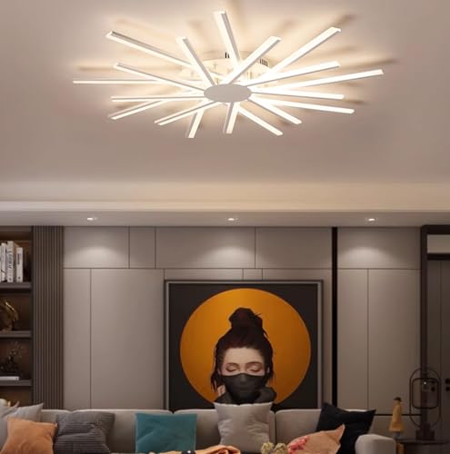 Wohnzimmer deckenleuchte, LED deckenlampe ，moderne led lampen decke， led Dimmbares Licht， led warmweiss (weiß, 18-Köpfe 120cm) von Bellastein
