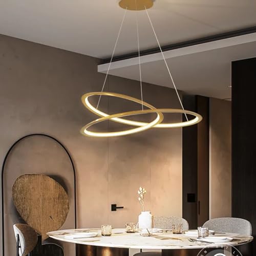 pendelleuchte esstisch,Esstischlampe modernes Kreative Design hängeleuchte schwarz,dimmbare mit Fernbedienung LED Hängelampe für esszimmer Arbeitszimmer Wohnzimmer Küche Deckenlampe (L60cm, Gold) von Bellastein