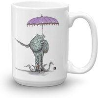 Bellavanceink Kaffeetasse Mit Oktopus, Der Einen Regenschirm/Sonnenschirm Stift Hält & Tintenskizze von BellavanceInk