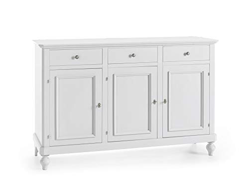 Bellaverona Sideboard 3 Türen 3 Schüben, Holz, Weiss, B 160 cm H 102 cm T 50 cm von Bellaverona