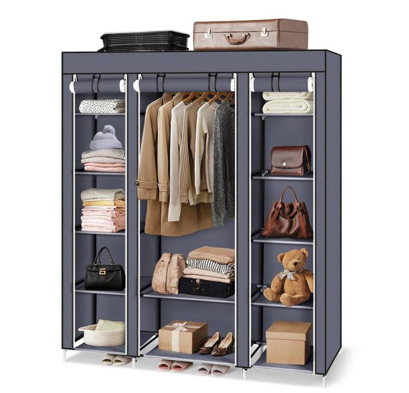 Bellavio Kleiderschrank Stoffschrank 12 Ablagen (1-St., 150x45x175cm) mit Überzug aus Vliesstoff, für Schlafzimmer, Ankleidezimmer von Bellavio