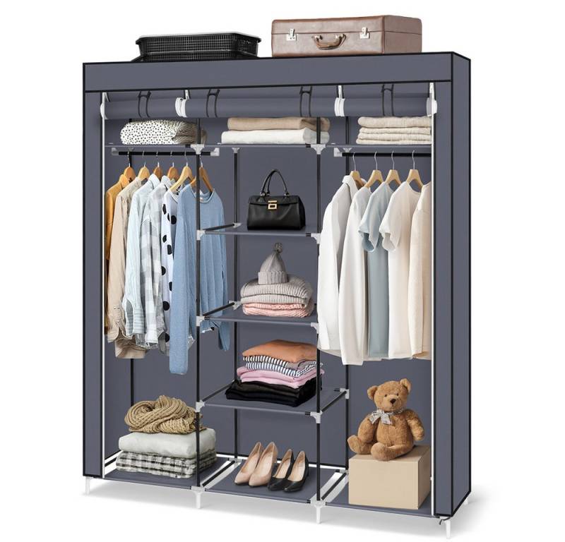 Bellavio Kleiderschrank Stoffschrank 12 Ablagen (1-St., 150x45x175cm) mit Überzug aus Vliesstoff, für Schlafzimmer, Ankleidezimmer von Bellavio