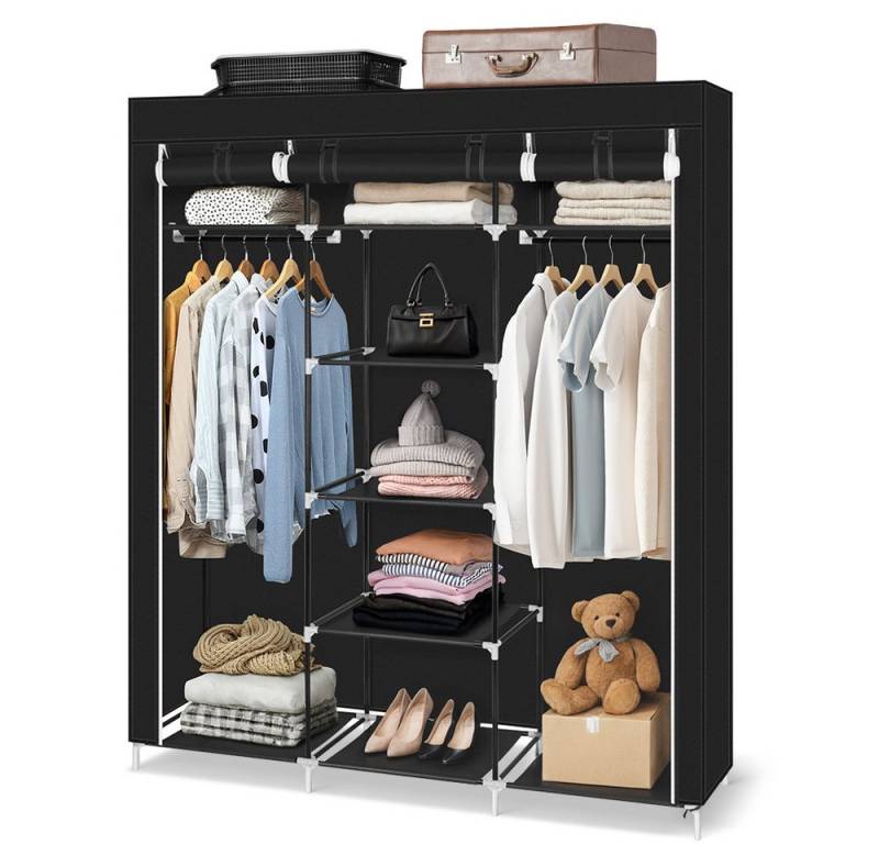 Bellavio Kleiderschrank Stoffschrank 5 Ebenen (9 Fächer, 1-St., 150x45x175cm) Stoff Faltschrank für Schlafzimmer, Ankleidezimmer von Bellavio