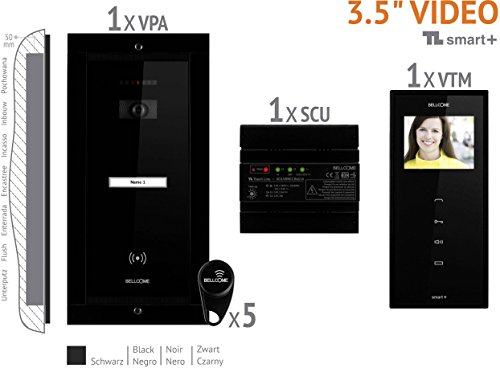 Bellcome VKM.P1FR.T3S4.BLB04 Video-Tuersprechanlage Kabelgebunden Komplett-Set 1 Familienhaus Schwar von Bellcome