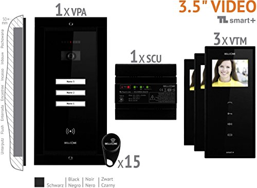 Bellcome VKM.P3FR.T3S4.BLB04 Video-Tuersprechanlage Kabelgebunden Komplett-Set 3 Familienhaus Schwar von Bellcome