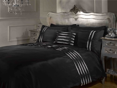 Belle Amie mit Luxury Style Bettbezug Quilt Betten Set mit Passende Kissenbezüge, Schwarz, Single von Belle Amie