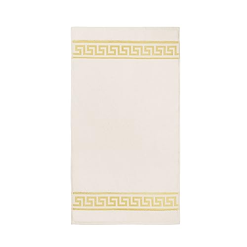 Badematte Badezimmerteppich Badteppich Duschmatte Badvorleger Duschvorleger griechisches Mäander Muster in beige gold mit Noppen - 100% Baumwolle rutschfest waschbar Fussbodenheizung - beige, 50x90 cm von Belle Arti