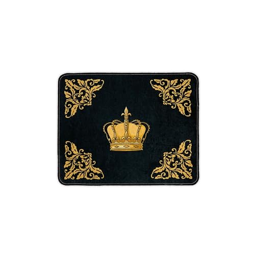 Badezimmerteppich Badematte Duschmatte Badvorleger Duschvorleger Fußmatte Krone Muster in schwarz Gold - rutschfest waschbar Fussbodenheizung geeignet flauschig - 50 x 60 cm, Design3: Krone Badezimmerteppich Badematte Duschmatte Badvorleger Duschvorleger Fußmatte Krone Muster in schwarz Gold - rutschfest waschbar Fussbodenheizung geeignet flauschig - 50 x 60 cm, Design3: Krone von Belle Arti