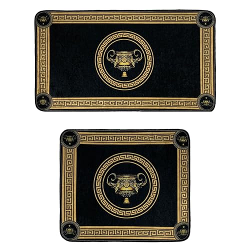 Badezimmerteppich Badematte Duschmatte Badvorleger Duschvorleger Set 2 teilig griechisches Amphore Mäander Muster in schwarz gold - rutschfest waschbar flauschig - 2er SET, Design2: Amphore Badezimmerteppich Badematte Duschmatte Badvorleger Duschvorleger Set 2 teilig griechisches Amphore Mäander Muster in schwarz gold - rutschfest waschbar flauschig - 2er SET, Design2: Amphore von Belle Arti