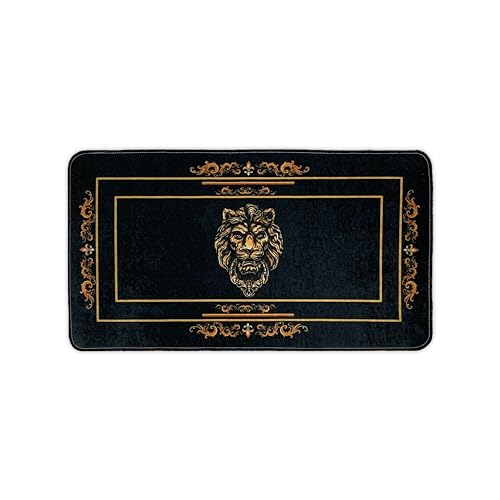 Belle Arti Badezimmerteppich Badematte Duschmatte Badvorleger Duschvorleger Löwe Motiv in schwarz Gold - rutschfest waschbar Fussbodenheizung geeignet flauschig - 50 x 90 cm, Design1: Löwe von Belle Arti