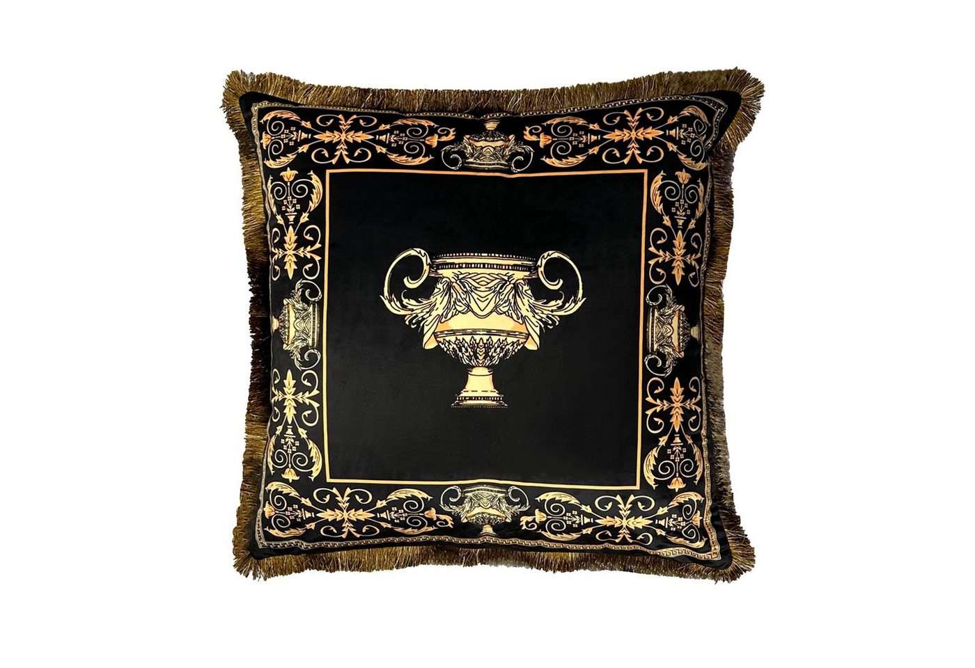 Belle Arti Dekokissen Kissen Zierkissen Sofa Samt 2er Set schwarz gold mit Bezug und Füllung, Sofakissen, Couchkissen, Rückenkissen, Löwenkopf, Löwe, Krone von Belle Arti