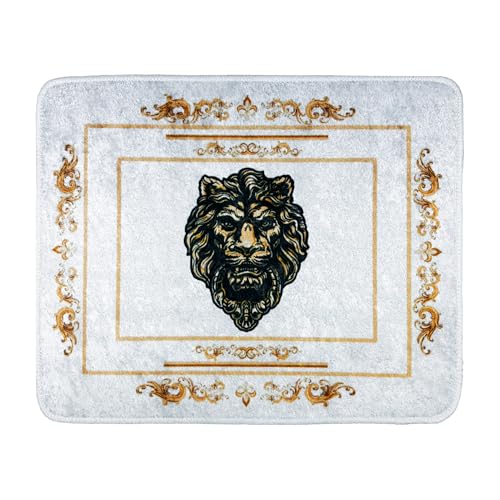Belle Arti Löwe Badezimmerteppich Badematte Duschmatte Badvorleger Duschvorleger Löwenkopf Motiv in Weiss Gold - rutschfest waschbar orientalisch - Design 4: Löwe Weiss, 50 x 60 cm Belle Arti Löwe Badezimmerteppich Badematte Duschmatte Badvorleger Duschvorleger Löwenkopf Motiv in Weiss Gold - rutschfest waschbar orientalisch - Design 4: Löwe Weiss, 50 x 60 cm von Belle Arti