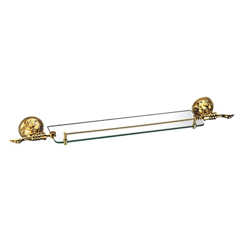 Belle Arti Luxus Wandregal Glasregal Badregal Badablage Glasplatte 1- oder 2-stöckig mit Halterung aus Messing Vintage in Gold Optik - Wandmontage - pflegeleicht und rostfrei (1-Etage) von Belle Arti
