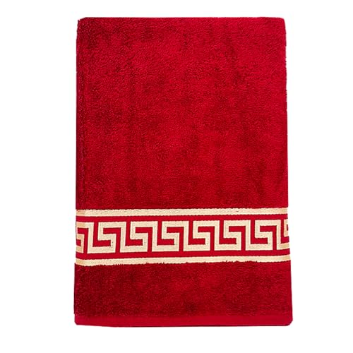 Belle Arti Premium Mäander Handtücher Duschtücher Gästetücher Flauschige Frottee Baumwolle (100 x 150 cm, Rot) von Belle Arti