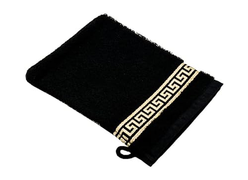 Belle Arti Premium Mäander Handtücher Duschtücher Gästetücher Flauschige Frottee Baumwolle (15 x 20 cm, schwarz) von Belle Arti