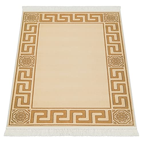 Belle Arti Premium Mäander Teppich aus 100% Viskose im Meander Design Carpet Größen 641 (beige, 67 x 105 cm) von Belle Arti
