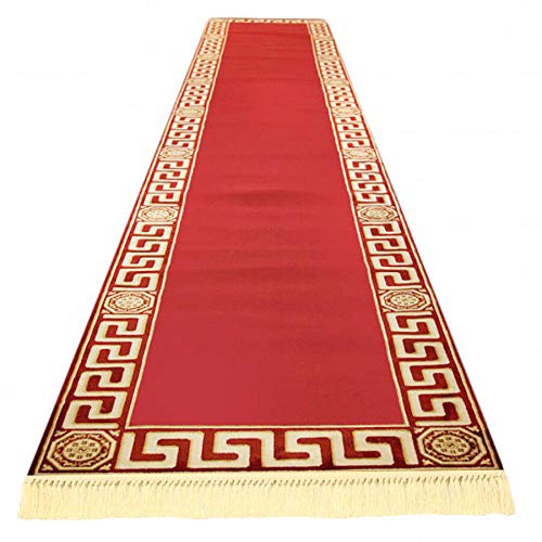 Belle Arti Premium Mäander Teppich aus 100% Viskose im Meander Design Carpet Größen 641 (rot, 80 x 200 cm) von Belle Arti