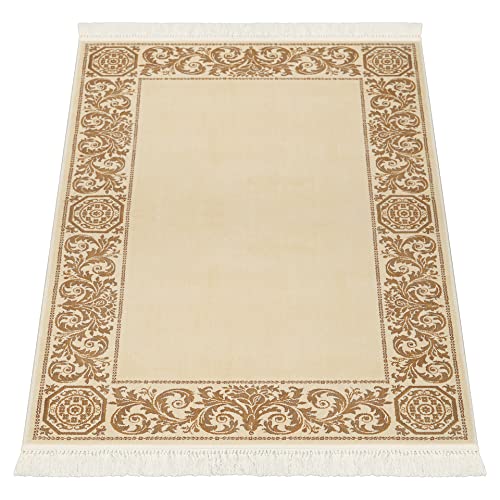 Belle Arti Premium Wohnzimmer Mäander Teppich Rund Läufer Oval aus 100% Viskose im Mäander Design Flur Carpet in verschiedenen Varianten und Größen 541 (beige, 160 x 230 cm) von Belle Arti