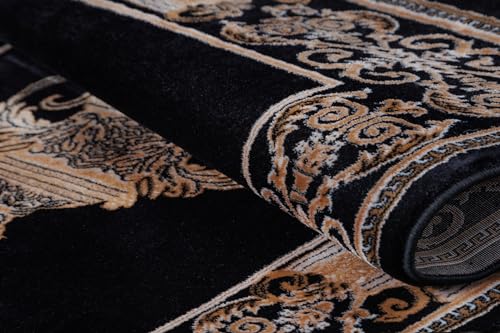 Belle Arti Teppich Orientteppich Wohnzimmer in Schwarz Gold mit Griechischem Mäander Amphore Muster Kurzflor - orientalisch antik edel rutschfest antiallergisch 100% Polyester (120 x 170 cm) von Belle Arti