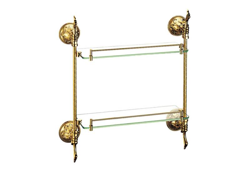 Belle Arti Wandregal Glasregal 2 Etagen 2fach Messing Esclusivo, Glas Bad Gäste WC 1- 2-stöckig 2 Etagen Ebenen rostfrei pflegeleicht von Belle Arti