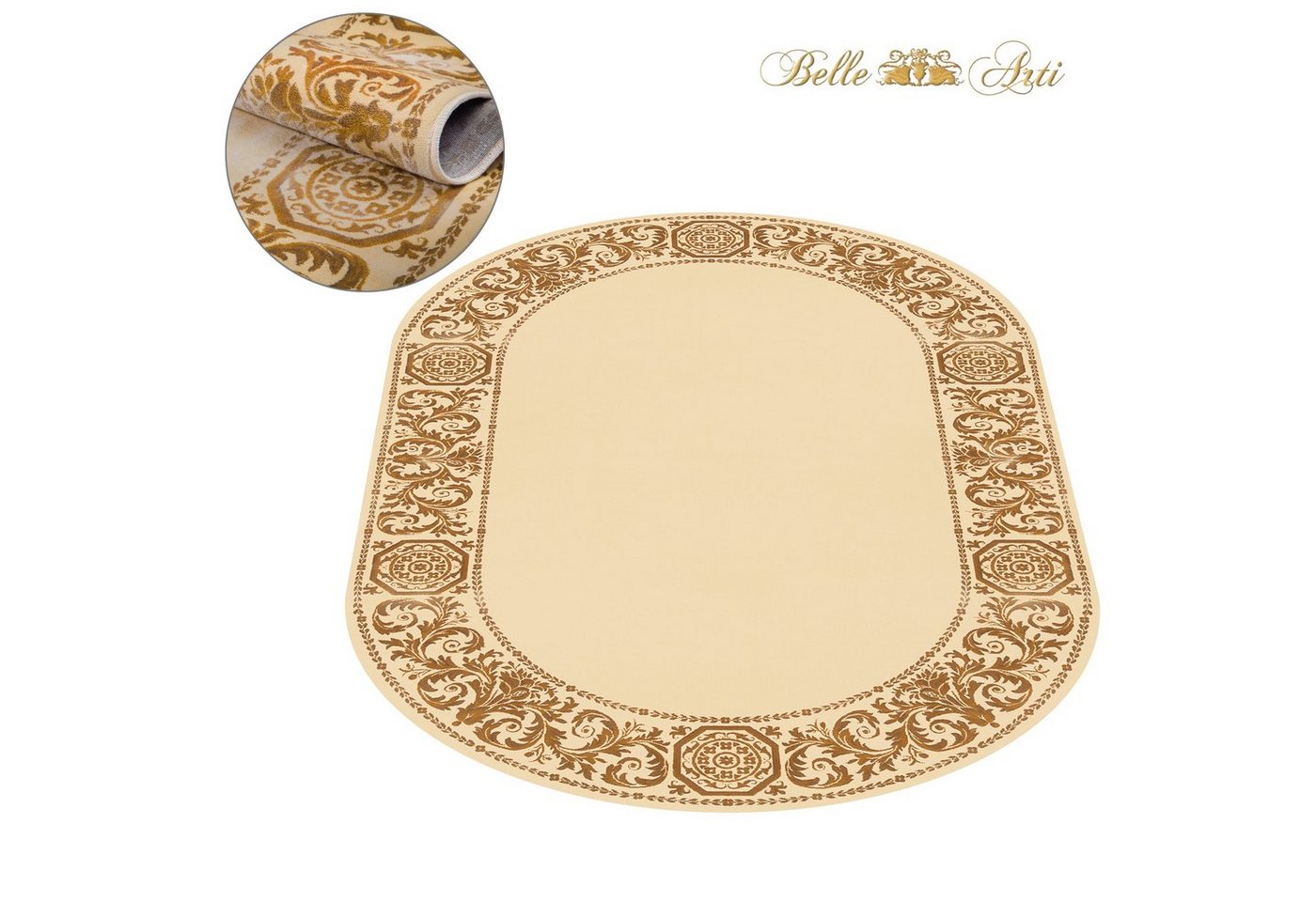 Belle Arti Teppich Luxus Teppich Wohnzimmer Barock schwarz gold beige oder rot kurzflor, Rechteckig, flauschig von Belle Arti