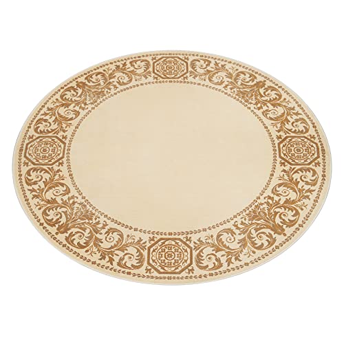 Runder Kurzflor Teppich Wohnzimmer Schlafzimmer Flur creme beige gold Rund 200 cm Durchmesser Barock Vintage Design Fransen Seidenglanz rutschfest antiallergisch 100% Viskose - beige, 200 cm, Rund Runder Kurzflor Teppich Wohnzimmer Schlafzimmer Flur creme beige gold Rund 200 cm Durchmesser Barock Vintage Design Fransen Seidenglanz rutschfest antiallergisch 100% Viskose - beige, 200 cm, Rund von Belle Arti