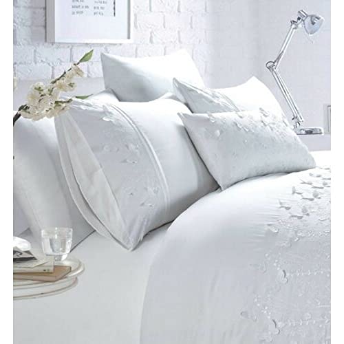 Belle Maison Papillon Bettwäsche-Set, Polycotton, Weiß, Einzelbett von Belle Maison