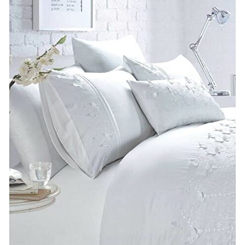 Belle Maison Papillon Bettwäsche-Set, Polycotton, Weiß, Einzelbett von Rapport