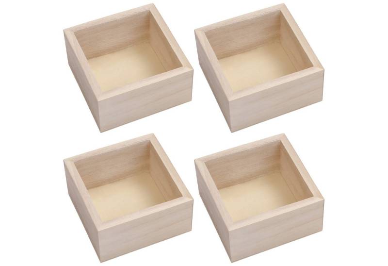 Belle Vous Aufbewahrungsbox Holzkiste Quadratisch 4 Stück 9,5x9,5x5cm (4 St) von Belle Vous