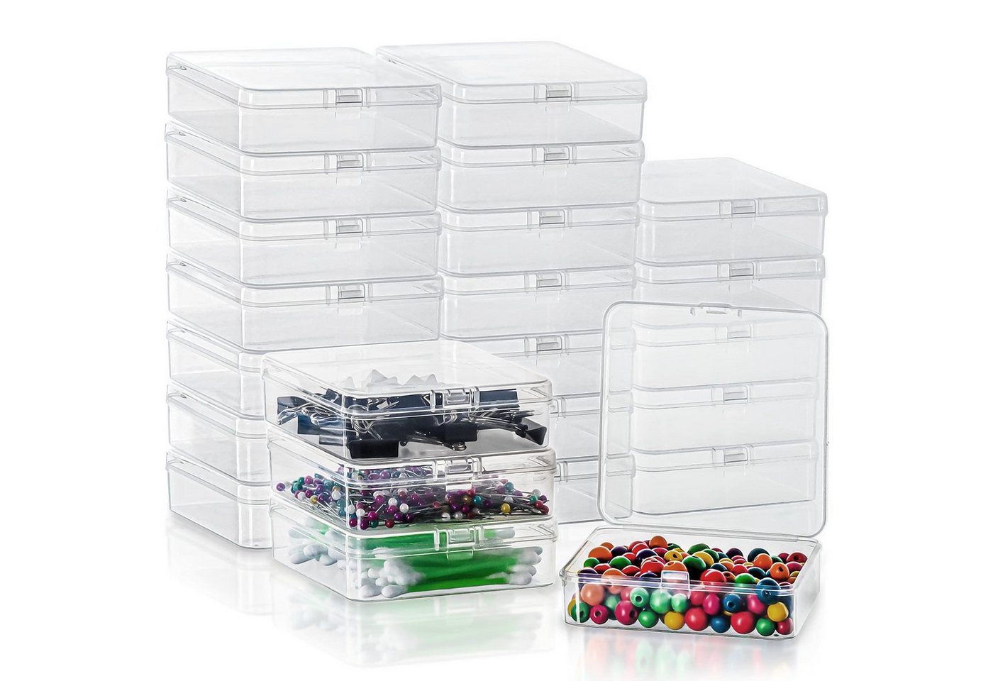 Belle Vous Aufbewahrungsbox Kleine Kunststoffbehälter mit Schnappdeckel (24 Stück), Small Plastic Boxes with Snap Lid (24 pcs) von Belle Vous