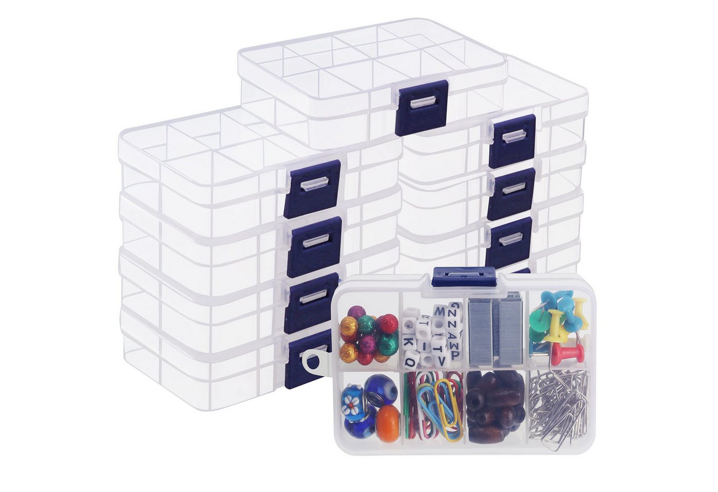 Belle Vous Aufbewahrungsbox Transparente Sortierboxen (10er Pack) - 10,5 x 6,5 cm - 8 Fächer (1 St) von Belle Vous